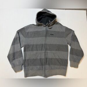 Ecko Unltd Vintage Full Zip Men’s Large Grey Striped Hoodie